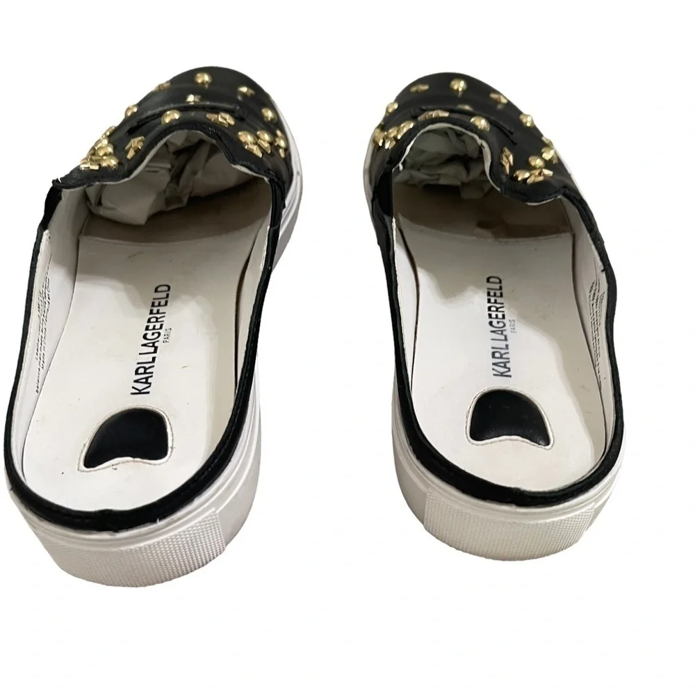 Karl Lagerfeld Paris "Eisley" Slip On Mule Sneakers in Black and Gold Size 6.5 - Picture 7 of 9